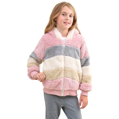 Kids Fleece Jackets Girls Outerwear Boys Fleece Jacket Soft Tops Full Zip up Hoodie Sweatshirt 3-12 Years