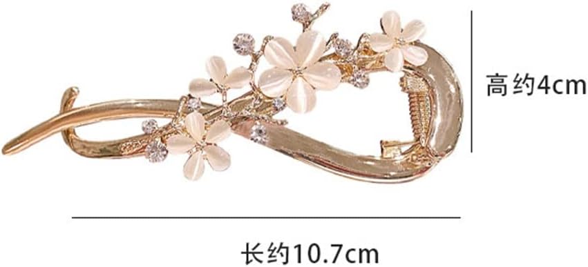 キャッツアイ石の花ツイストクリップ女性の夏のカエルバックルヘアカード頭の後ろスプーン頭飾りヘアクリップ