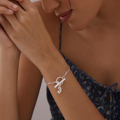 Image of TRUESILVER ACPL 925 Sterling Silver Bracelet for Women | BIS Hallmarked T-Bar Interlock Link Chain Bracelets Gift for Anniversary Wedding Birthday