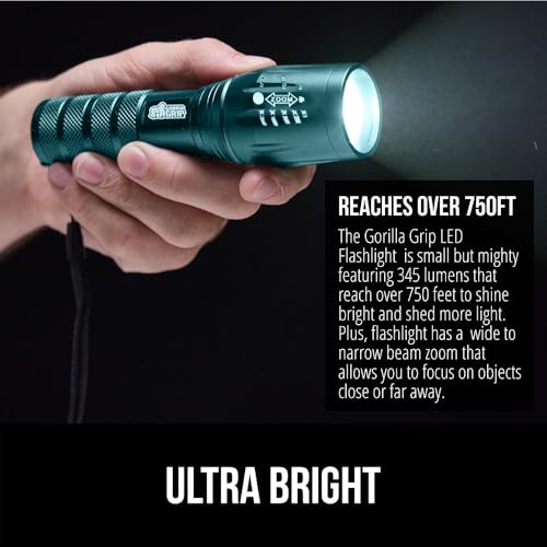image for GORILLA GRIP Powerful LED Tactical Flashlight, 750 FT High Lumens 5 Ad