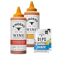 Kinders Wing Sauce Variety Pack, Louisiana Heat and Buffalo Sauce with Ranch Dip Mix, Premium Quality Since 1946