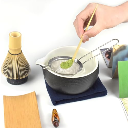 Miniatura 7 de Artcome Kit De Ceremonia De Té Japonesa Con Cuenco De Esmalte Bluestone, Batidor, Cuchara, Colador Y Juego Para Preparar Usucha, Koicha Y Matcha