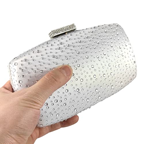 Image of Boutique De FGG Women's Crystal Clutch Evening Bag Bride Handbags for Wedding Party Diamond Rhinestone Clutch Purse,Mini,Mini