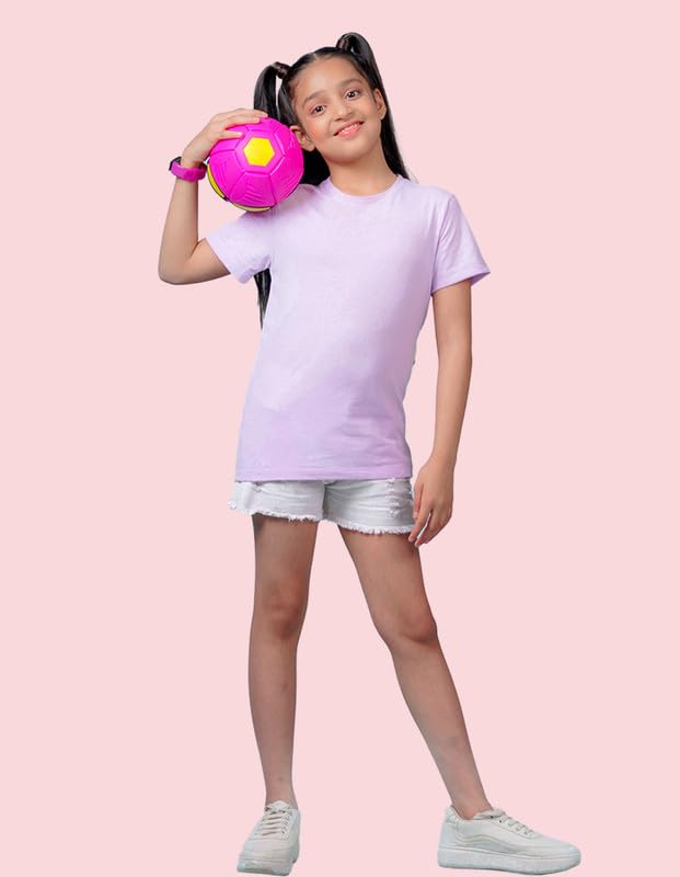Image of Nusyl Girls Solid Cotton Blend Tshirts - Soft & Comfortable Half-Sleeves T-Shirts | Casual Wear for Kids & Teen Girls | Half Sleeves T-Shirts |- NUGCTSH001-PO2-1