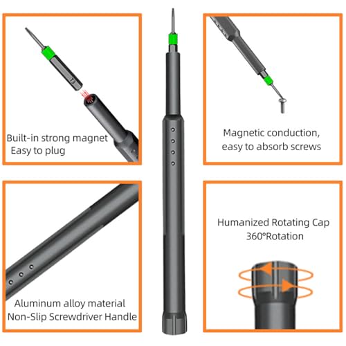 Kit de tournevis de précision pour réparation de PC portables et boîtier magnétique - 6