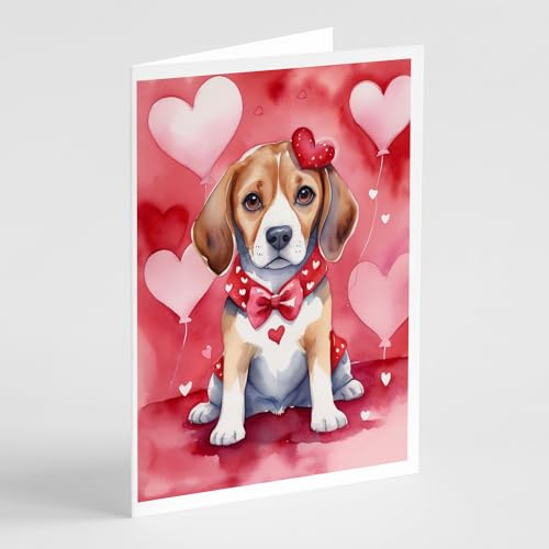 Caroline's Treasures DAC5275GCA7P Beagle My Valentine Greeting Cards Pack of 8 Blank Cards with Envelopes Whimsical A7 Size 5x7 Blank Note Cards