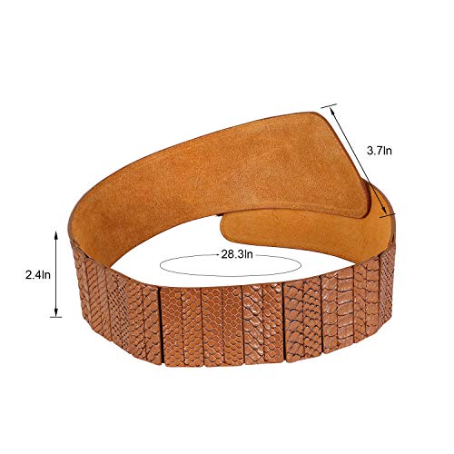 Jasgood JA008-BROWN Women'S Fashion Snake Pattern Wide Elastic Stretch Adjustable Waist Cinch Belt Waistband Brown Suit Waist 29-32 Inch thumb #4