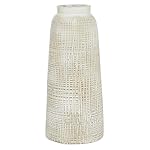 Deco 79 Ceramic Decorative Vase Textured Crosshatch Centerpiece Vase, Flower Vase for Home Decoration 8" x 8" x 17", White