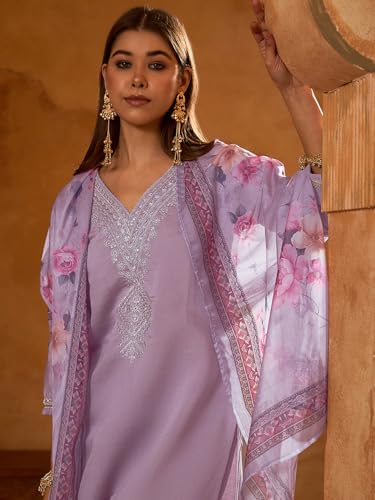 Image of Naixa Women's Rayon Embroidered Straight Kurta with Pant and Dupatta Sets (Available in Plus Size) (NX-696)