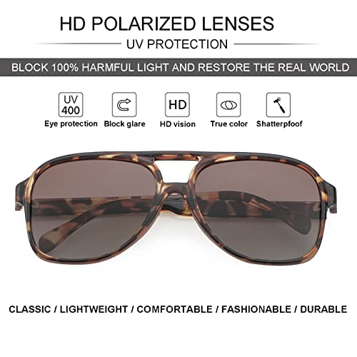 Image of Polarized Classic Vintage Aviator Sunglasses for Men Women Large Frame Retro 70s Sunglasses
