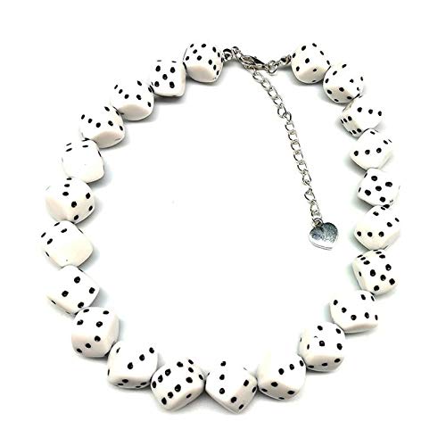 YUZI Bunte Acryl-Halskette mit Würfelperlen, dehnbar, lustiges Spiel, Glückswürfel, Halskette für Frauen, personalisierbar Cover