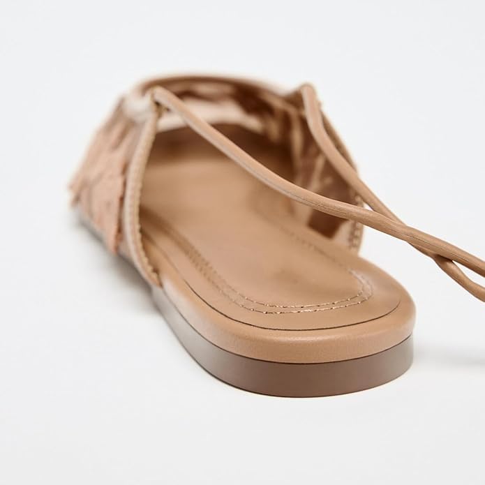 Lace Up Mesh Ballet Flat for Women, Comfortable Breathable, Round Toe Stylish and Popular Style Shoes for Formal Occasions Casual Office Date Night4