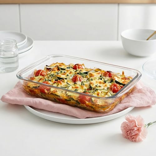 Image of Borosil Rectangular Glass Baking Dish, 1.5 L, Microwave Safe & Oven Safe