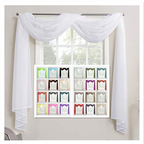 Megachest TAILORED VOILE WINDOW SCARF PELMET (snow white 56X197X1 Panel)