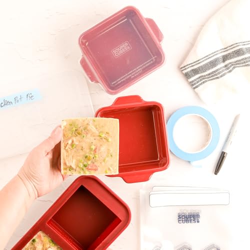 Image of Souper Cubes Ceramic Baking Dishes 2.0-5 inch x 5 inch Baking Dishes with Silicone Lids, Individual Baking Dishes for Oven, Microwave, Oven and Air Fryer Safe, USA Made, Set of 2 - Cranberry