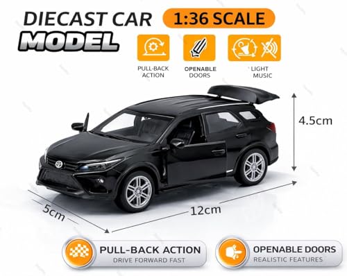 Image of 1:36 Scale Fortuner Toy Car - Toyota Die-Cast Mini Metal Pull Back SUV with Openable Doors, Lights & Music - Alloy Model Vehicle for Kids, Boys & Collectors【Black】