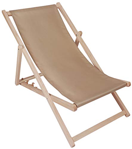 Kubi Sport - Tumbona de jardín plegable de madera de haya, color beige oscuro