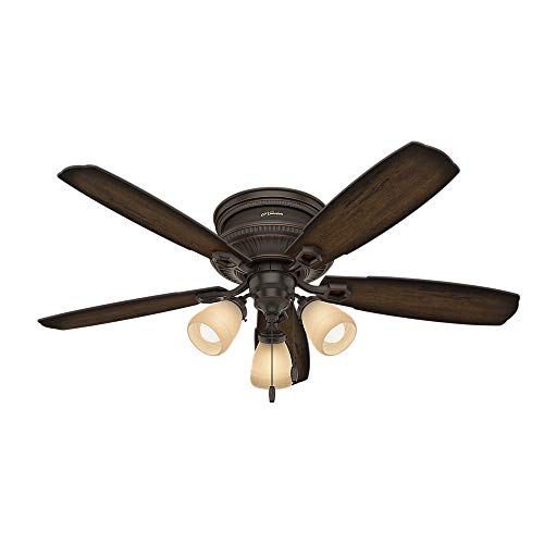 Hot Deals Hunter Ambrose Indoor Low Profile Ceiling Fan with LED Light and Pull Chain Control, 52, Onyx Bengal Best Cyber Monday 🔥 Hunter Ambrose Indoor Low Profile Ceiling Fan with LED Light and Pull Chain Control, 52, Onyx Bengal