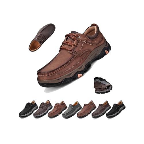 Men's Slip-On Leather Shoes – Breathable, Comfortable Walking Loafers with Arch Support for Work & Daily Wear