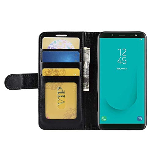 HualuBro Huawei Honor 8A Hülle, Retro Leder Brieftasche Etui Tasche Schutzhülle HandyHülle [Standfunktion] Leather Wallet Flip Hülle Cover für Huawei Honor 8A - Schwarz