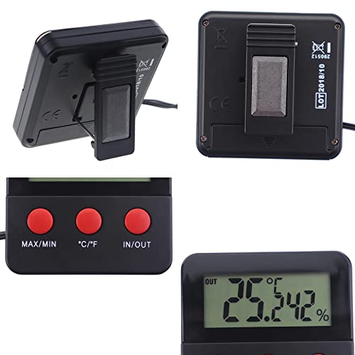 Digital Reptile Thermometer And Humidity Gauge Remote Probes – Terrarium Reptile Hygrometer Thermo Humidor Tank Cage Incubator Brooder Indoor Outdoor #TOP4