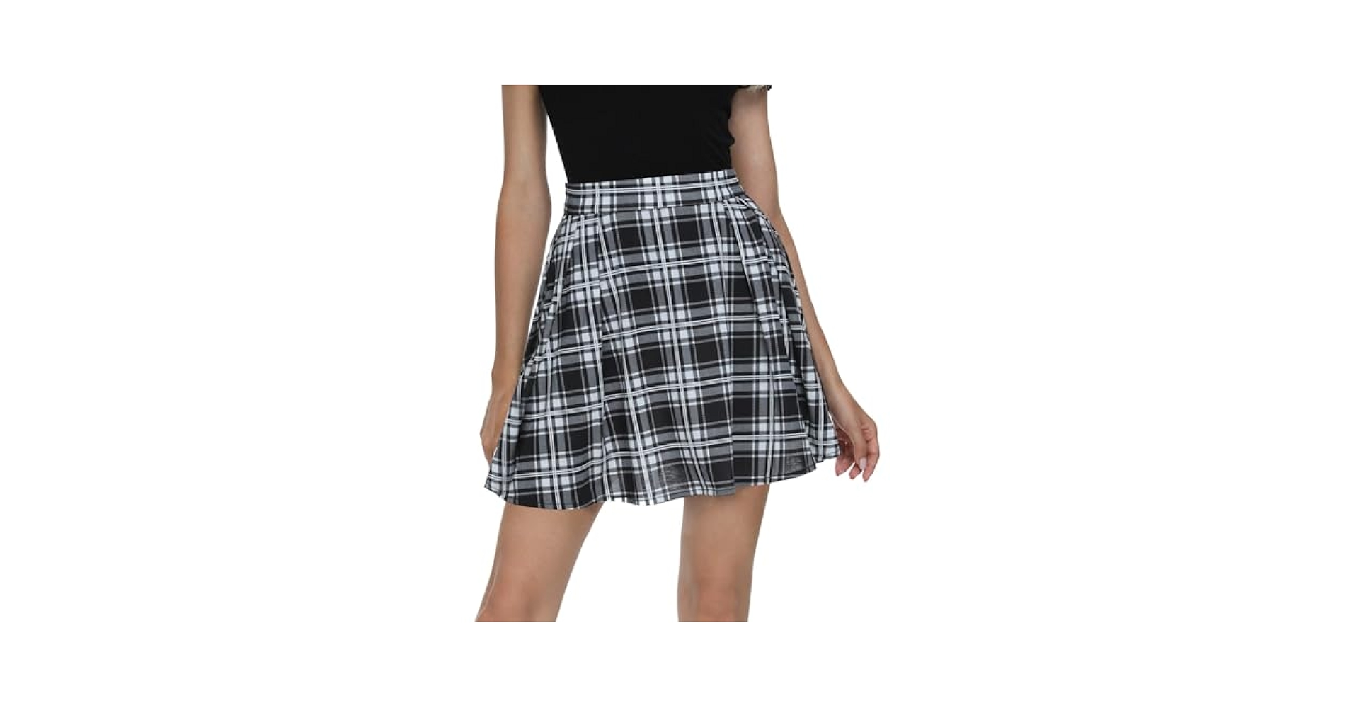 ANDMARY Coco check pleats skirt ブラック ANDMARY】Coco check pleats skirt