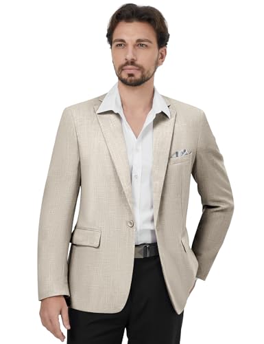 MAGE MALE Men's Slim Fit Blazer Jackets Suit One Button Lightweight Sports Coats Casual Blazer