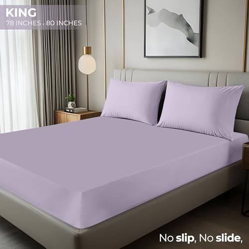Utopia Bedding King Fitted Sheet - Bottom Sheet - Deep Pocket - Soft Microfiber - Shrinkage and Fade Resistant-Easy Care -1 Fitted Sheet Only (Lavender)