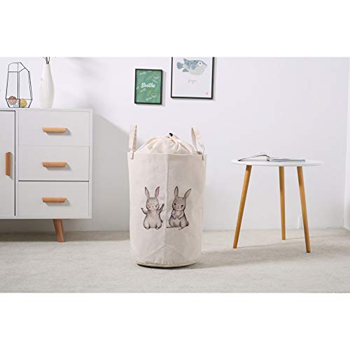 Lifecustomize Large Laundry Hamper Basket Bunny Shy Rabbit Animals Clothing Storage Bins Boxes Organizer Foldable Waterproof Nursery Hamper With Handles #TOP3