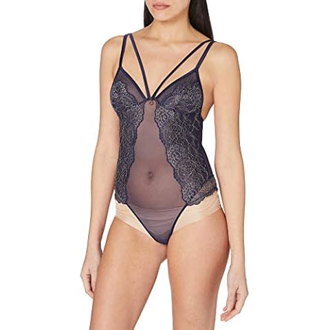 Sylvie Flirty Lingerie Women's Anneke Bodysuit, Blue/Grey, X-Small Cover