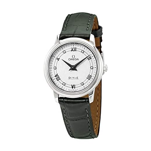 Omega De Ville Prestige vit silver diamant urtavla damläder klocka 424.13.27.60.52.002