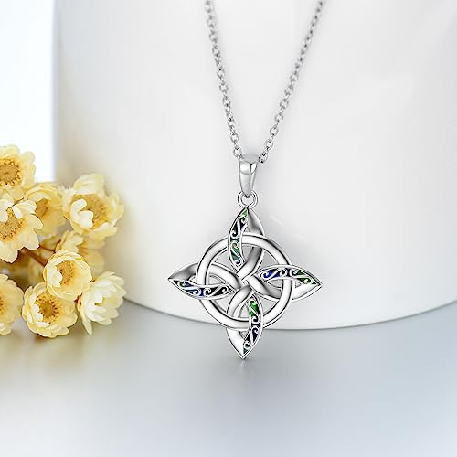 YAFEINI Celtic Knot Necklace Sterling Silver Witches Knot Pendant Necklace Irish Jewelry Gifts For Women2