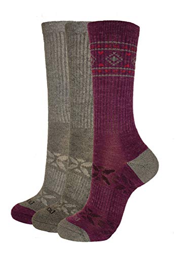 Dickies Women's 3-Pack Soft Light Wool Keeps Feet Dry All Year Crew, berry