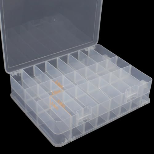 Image of 48 Grids Sewing Storage Box Double-Sided Storage Organizer Portable Thread Box Storage Clear Plastic Organizer Box for Embroidery and Sewing Threads, Beads, Small Crafts