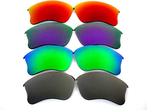 Galaxy Replacement Lenses for Oakley Flak Jacket XLJ Gray&Green&Purple&Red Color Polarized 4 Pairs,