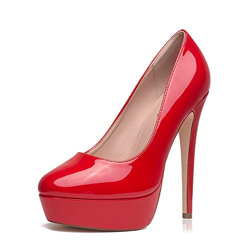 Image of Elisabet Tang Women's Platform High Heels Pumps Shoes Peep Toe 5.5 inch Stilettos Slip On for Dress Wedding Party Prom