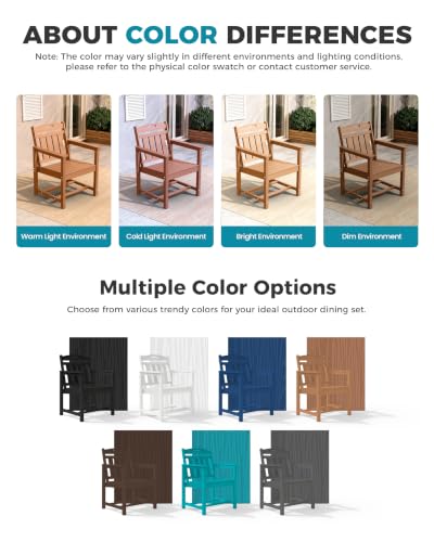 Image of Ciokea HDPE Outdoor Dining Set of 6, Patio Table and Chairs Sets, Teak