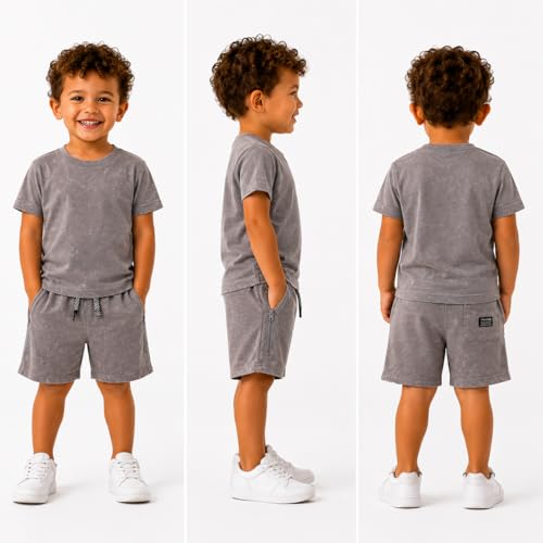Image of Volcom Toddler Baby Boy Shorts Set - 2 Piece Short Sleeve Graphic Tees and Shorts Infant Toddler Little Boys Summer Outfits