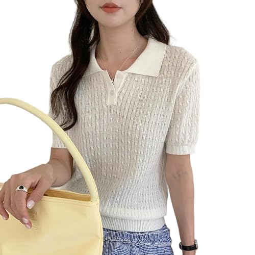 Camisetas de algodón para mujer GLDFW básicas en color blanco liso