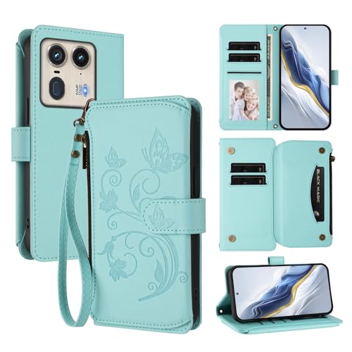 Cover Compatibile con Motorola Edge 50 Ultra 5G con Moto X50 5G Cordinoã€5 Portacarteã€ã€Portafoglio a cernieraã€ã€Chiusura magnetica〠Stand Flip Custodia Blue