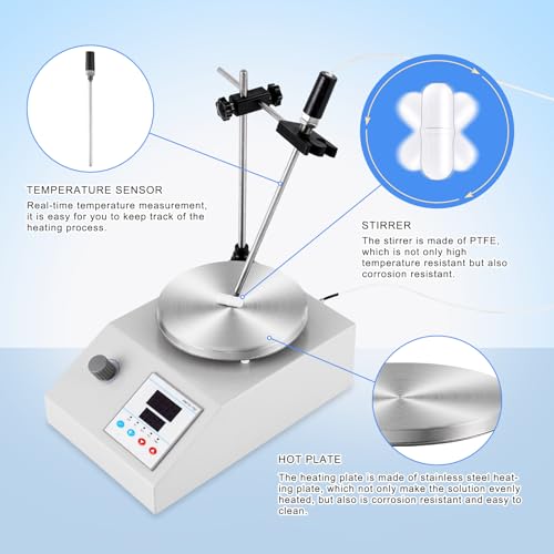 Consfly Magnetic Stirrer Hot Plate 2400RPM Magnetic Mixer, Thermostat Heating & Digital Display, 3L Hotplate Stirrer for Laboratory