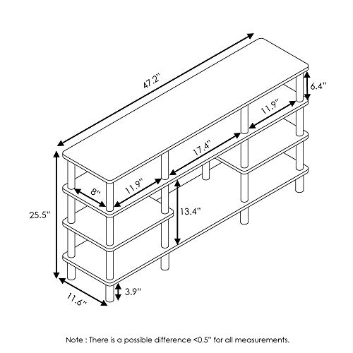Image of Furinno Turn-N-Tube 4-Tier Multipurpose Wide Shelf TV Stand, French Oak Grey /Black