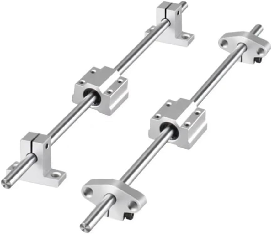 Horizontal Vertica 8mm Dia Linear Motion Ball Bearing Slide Bushing 200mm Shaft Optical Axis with Rod Rail Support Set(SHF8 Set,390mm)