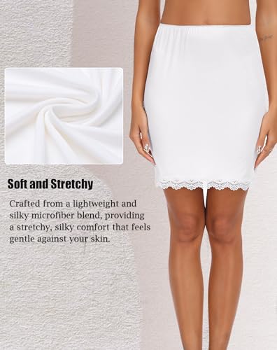 Vlazom Women's Satin Half Slip for Under Dresses Above Knee Underskirt with Lace Trim Size S-XXL2