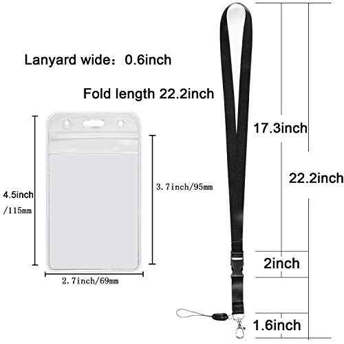 Youowo 1 Pack Id Badge Holder With Black Lanyards Neck Strap Detachable Buckle Enhanced Breakaway Quick Release Safety Lanyard With Vertical Name Tag Card Holders Waterproof Resealable Clear Plastic #TOP1