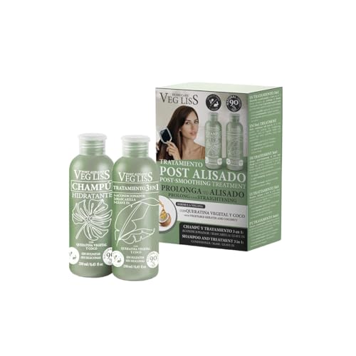 VEGLISS - Kit Alisado Brasileño en Casa con Queratina Vegetal - Champú 30 ml + Tratamiento 120 ml - Fórmula Vegana - Anti Frizz - Liso Hasta 12 Semanas - Hidrata y Controla Volumen