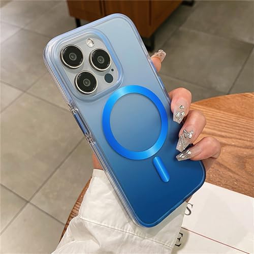 Coque iPhone 15 magnétique bleu marine translucide en acrylique dur mat