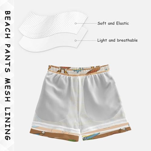 Brown White Vintage Western Cowboy Boys Swim Trunks Youth Swimsuits Quick Dry with Liner Beach Hawaii Vacation 2T4