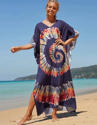Image of NFVNKJ Women's Plus Size Beach Lounge Kaftan Maxi Dress Swimsuit Coverup for Women