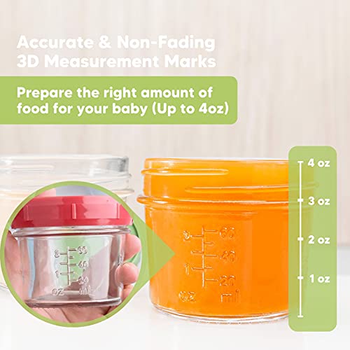 DELA DISCOUNT 4164VmXDcxL 12-Pack Baby Food Glass Containers - 4 oz Leak-Proof, Microwavable, Baby Food Storage Container - Baby Food Storage Containers - Baby Bullet Jars - Freezer, Dishwasher Safe Puree Feeding Jar (Nord)  